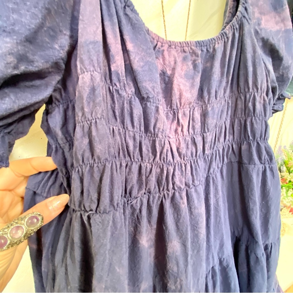 Artisan Aurora Tie Dye Purple Babydoll Dress - Picture 12 of 15